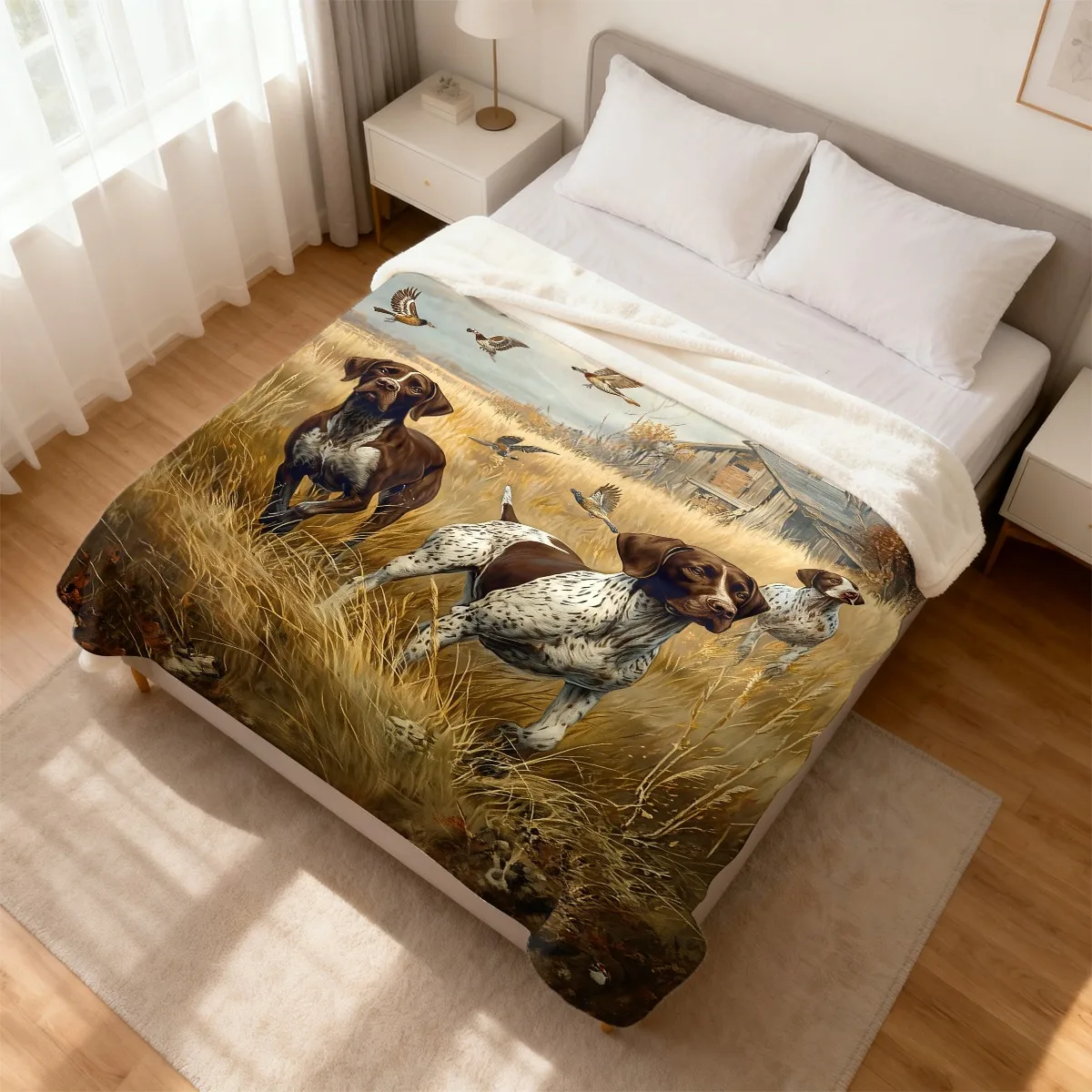 German Shorthaired Pointer Dog Lover Throw Blanket, Soft Warm Cozy Blanket for Bedroom, Camping, Travel