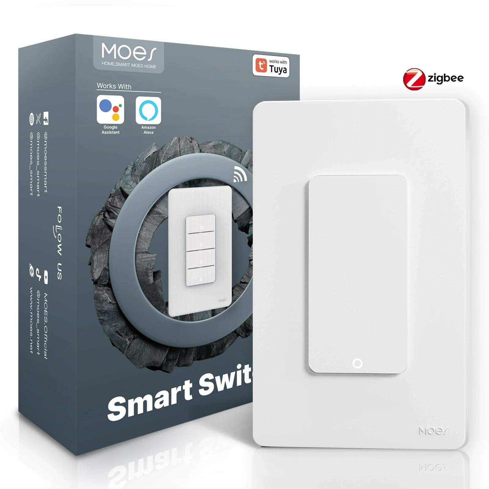 

Zigbee Smart Button Switch Tuya Smart Home App Remote Control Voice Control American Standard Single Zero Fire Universal Panel