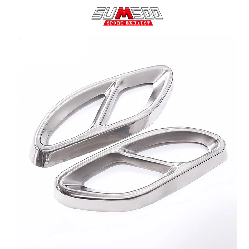 1 زوج يغطي الكسوة لمرسيدس S R Class GL GLA GLC الفولاذ المقاوم للصدأ قطع غيار السيارات الخلفية العادم الخمار غطاء أنبوب طرفي قطع غيار السيارات #5