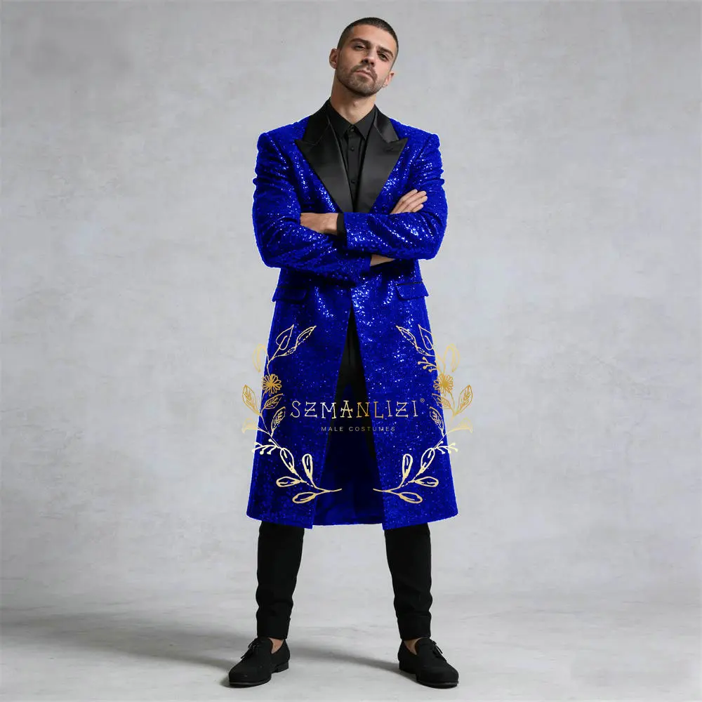 رجال الأعمال الدعاوى بورجوندي سباركلي الترتر بلغت ذروتها التلبيب السراويل الطويلة 2 قطعة مجموعات ملابس العريس البدلات الرسمية الزفاف مخصصة