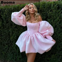 Booma A-Line Short Prom Dresses Off Shoulder Puff Sleeveless Homecoming Party Gowns for Women Ball Gown Cocktail Dress Customize