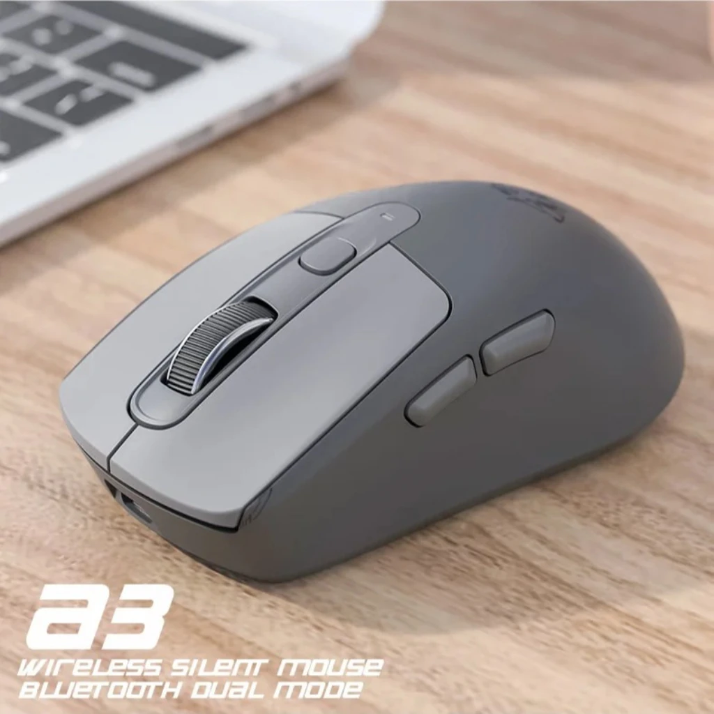 Free Wolf A3 Wireless Mouse - Dual Mode (2.4G/BT) Ergonomic Design Silent Clicks 1600DPI for Office/Gaming on PC/Laptop