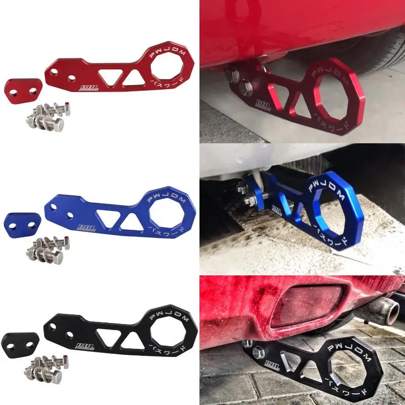 1 Set Universal Aluminum Alloy Rear Tow Hook Racing Rear Tow Hook Rhombic Towbar Towing Tools For Civic Fit Jazz Gk5·
