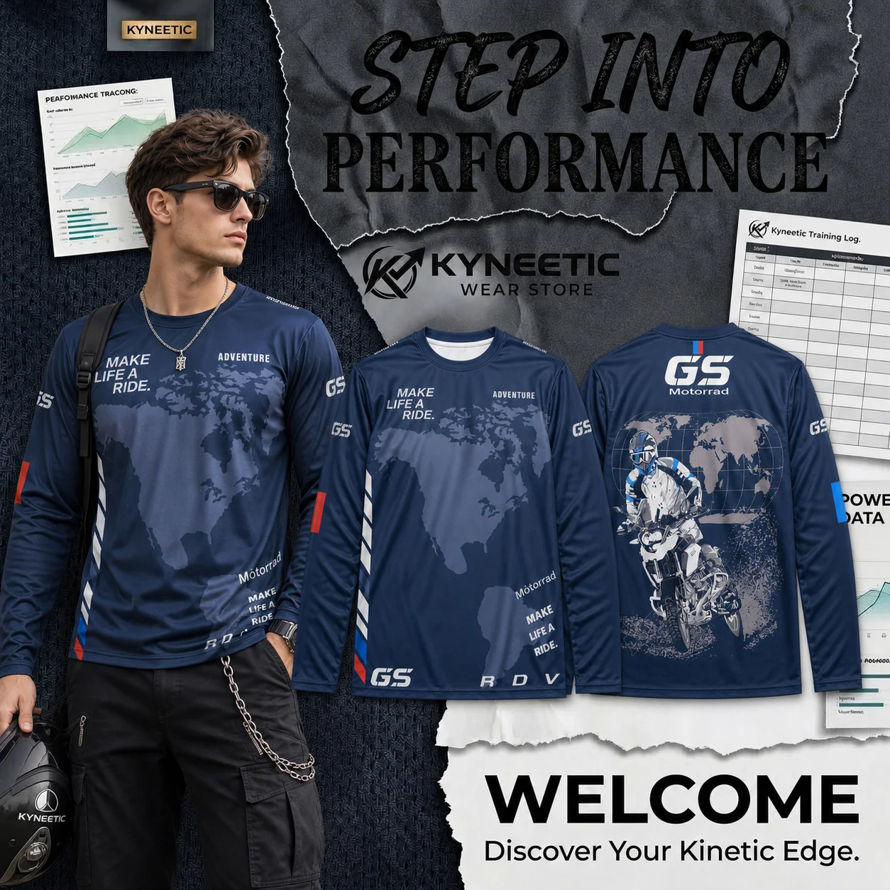 Motorrad Jersey Men Long Sleeve T Shirt Regular Fit Motorcycle Top World Tour Cross Country Adventure Sportswear Travel Outfiits