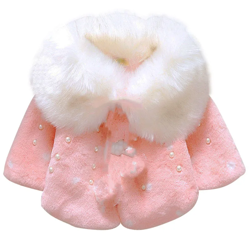 Autumn Winter Kids Coats Newborn Girls Clothes Korean Cute Fleece Fake Fur Warm Thick Cloak Toddler Jacket Baby Clothing BC1531