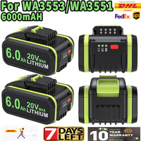 6000mAh For Worx WA3551 20V Cordless Power Tool Battery WA3572 WA3553 WA3551.1 WX390 for All WORX Electric and Garden Tools