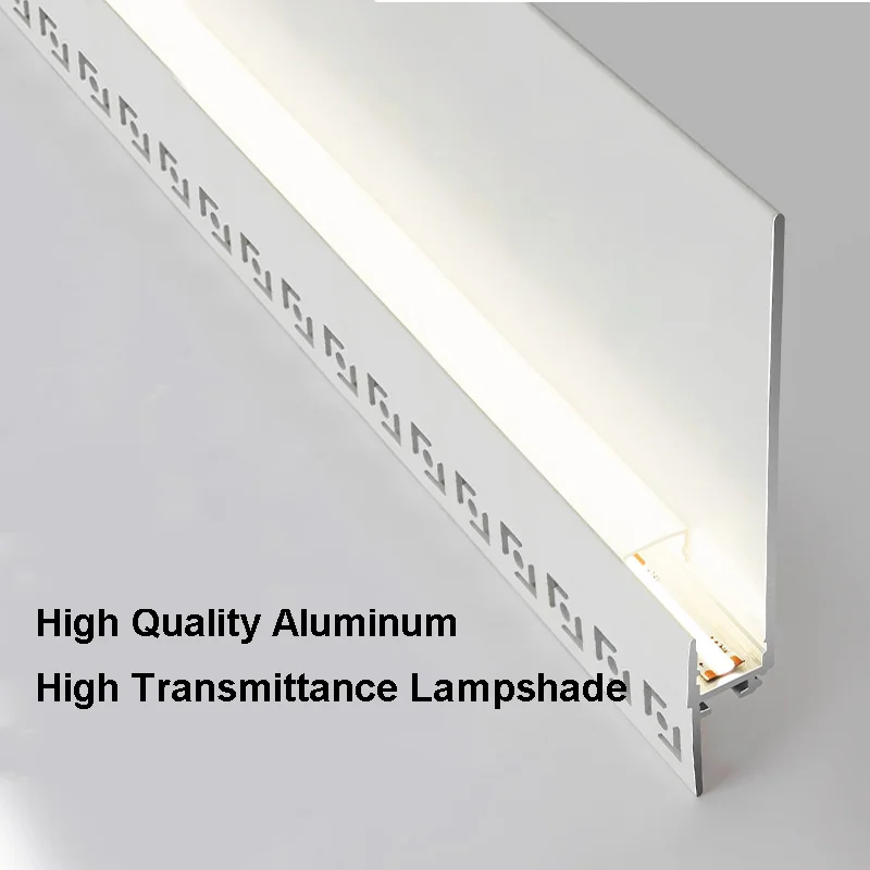 Frameless Recessed Top Corner Ceiling LED Aluminum Profile Channel Gypsum Bar Strip Lamp Hidden Backlight Wall Washing Lamp