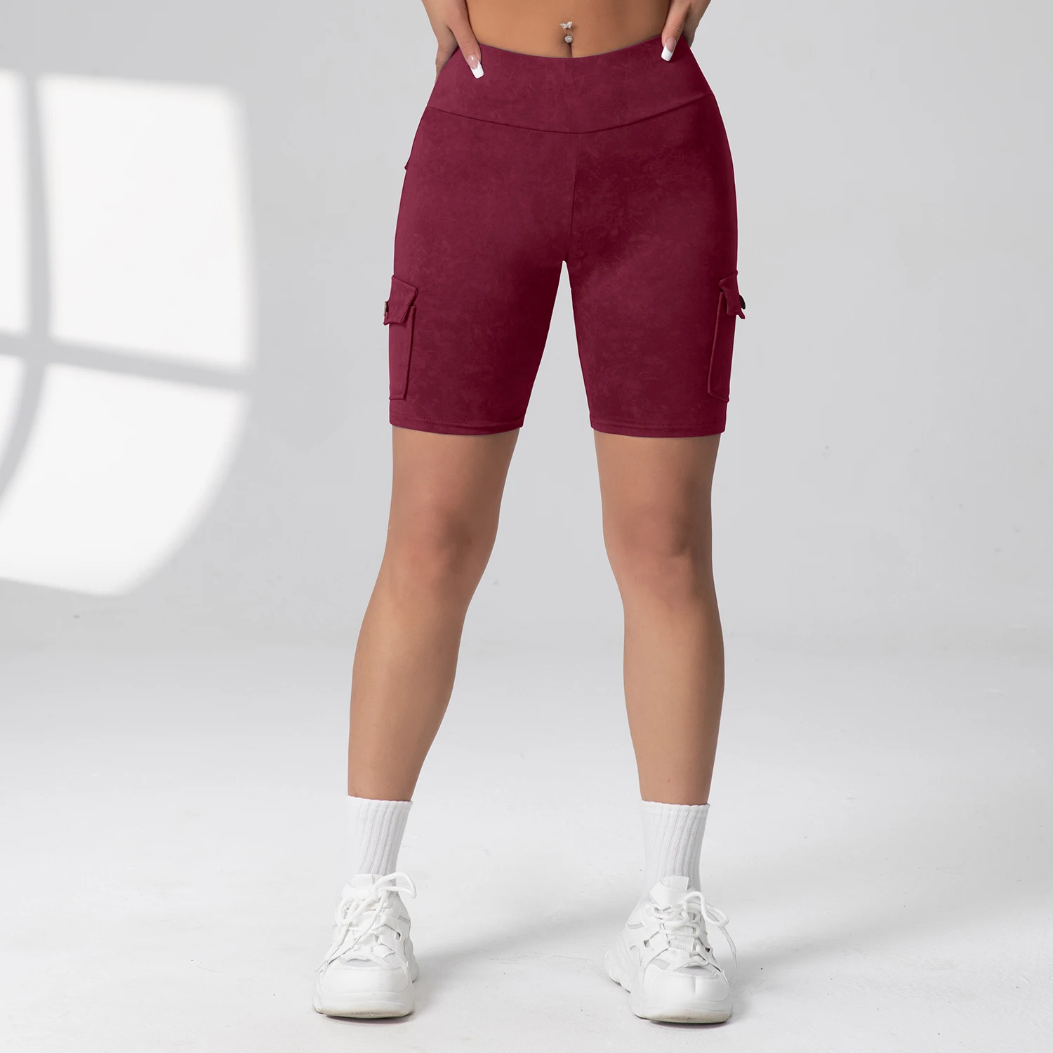 Women's Multiple Flip Pockets Tie-Dye Cargo Shorts Leggings High Waist Slim Fit Cycling Casual Home Sports Shorts Pants