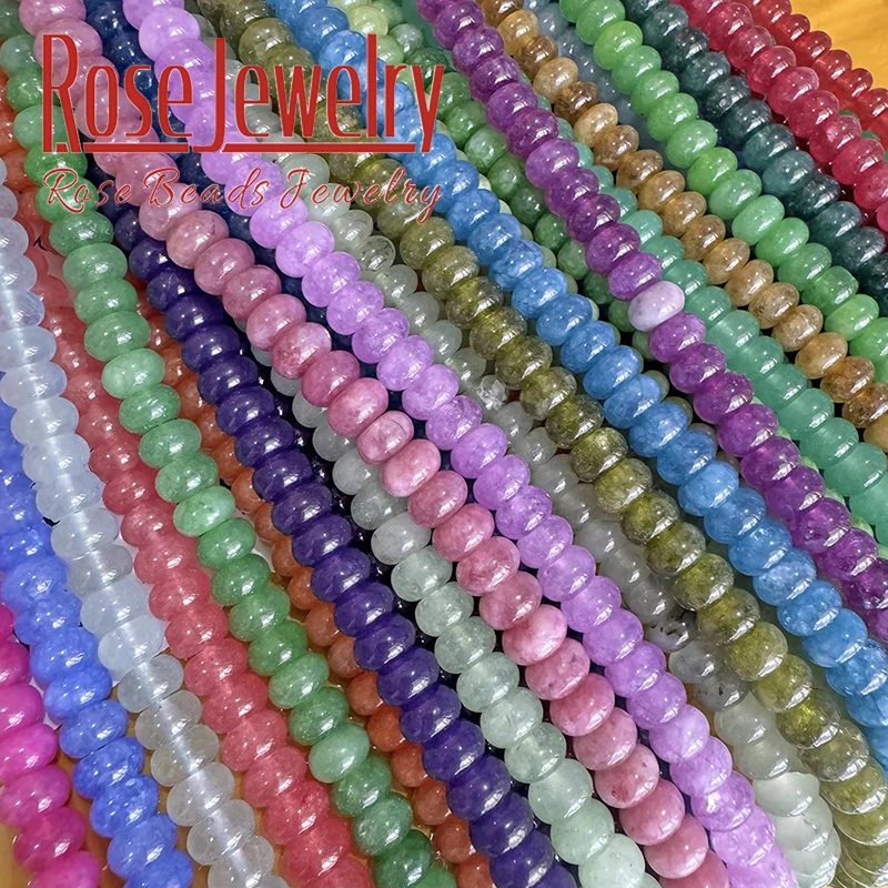 5x8mm Natural Stone Beads Colorful Jade Chalcedony Round Loose Rondelle Beads For Jewelry Making DIY Bracelets Accessories 15\'\'