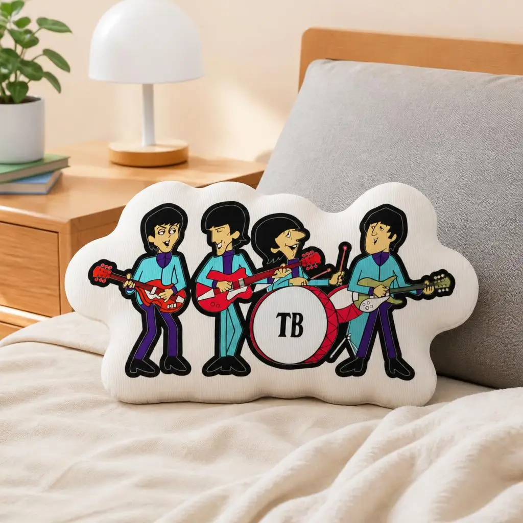 The Beatles Cartoon Band Shaped Pillow Stuffed Cushion Throw Pillow Classic Rock Music Fan Gift Sofa Home Decor Living Room