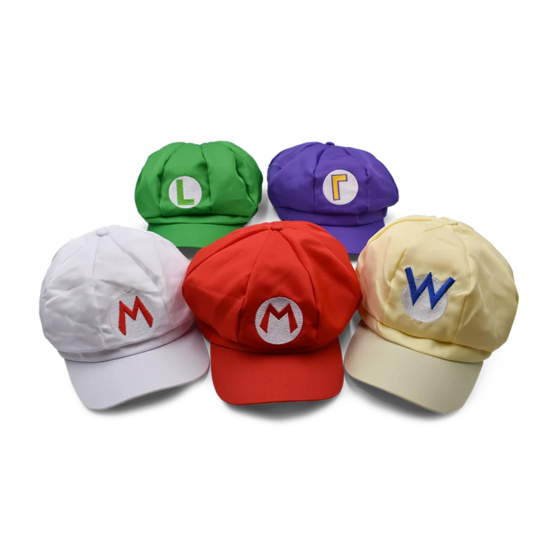 

Anime Super Hat Cap Luigi Bros Letter Printed Cosplay Cartoon Baseball Costume for Adult Children Hats Waluigi Wario Odyssey Cap
