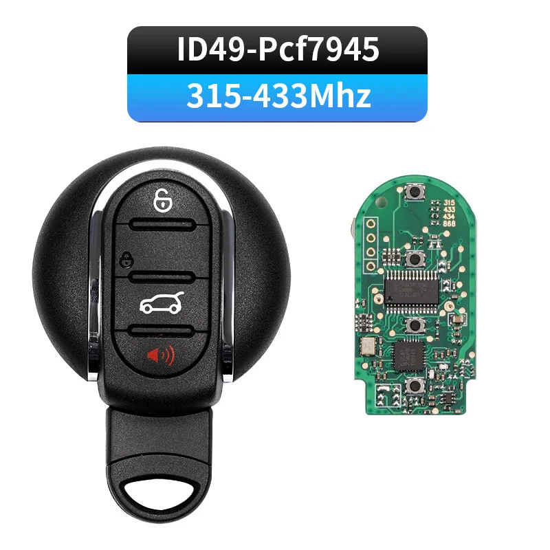 

3 Buttons BDC Smart Remote Key PCF7945 Hitag Pro ID49 Chip 315/433MHz For MINI F54 F55 F56 F57 F60 Clubman HU100R Uncut Blade