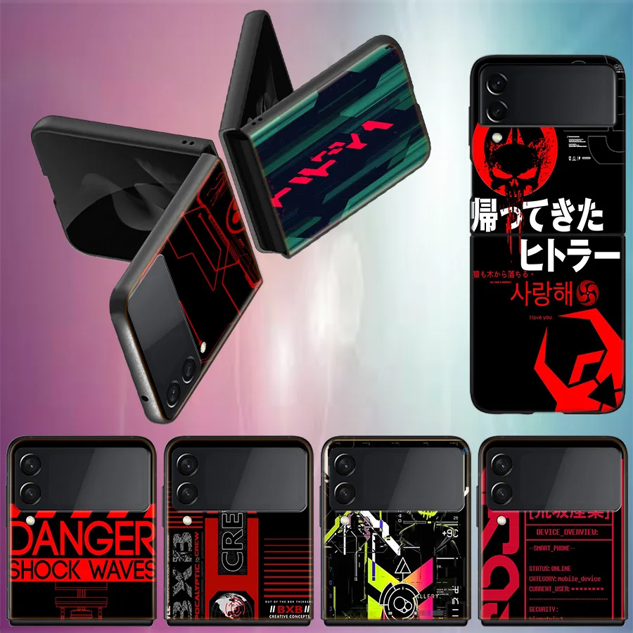 Cyber Style Punks Phone Case For Samsung Z Flip 6 7 5G Galaxy Z Flip 5 4 3 5G Cases Shockproof Hard Cover TPU