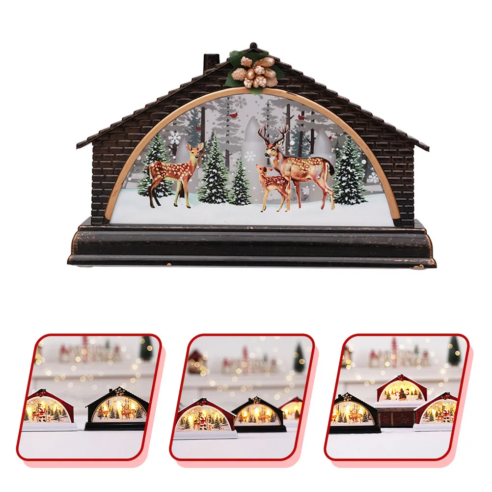 

Christmas Home Decor Snow Night Light ABS Material Indoor Cottage Tabletop nament Festive Atmosphere Gifts