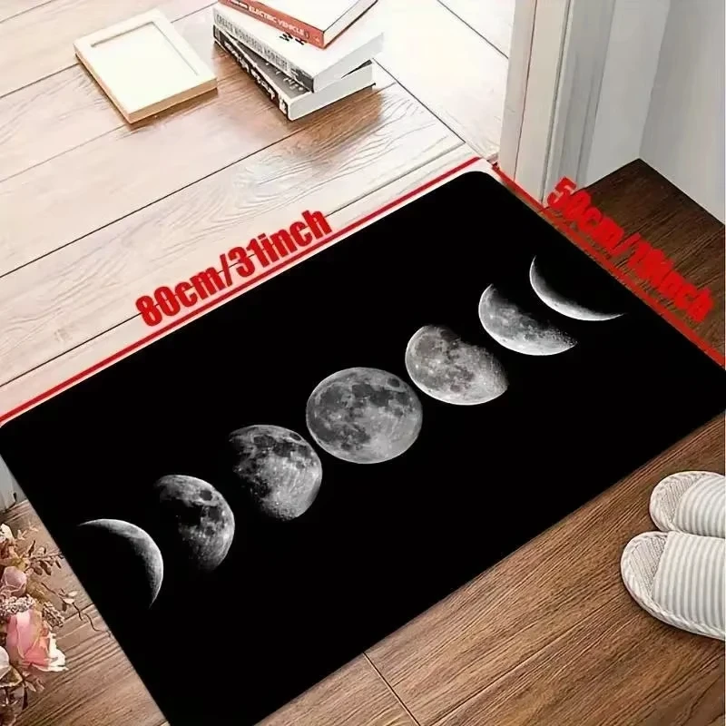 

VIKAMA Moon Phase Transition Rug Crescent to Full Moon Gradient Zodiac Symbols Entranceway Decor Meditation Home