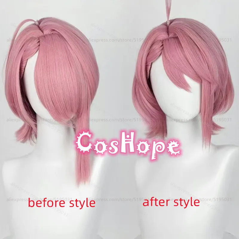 Shiratori Aira Cosplay Wig 33cm Short Pink Wig Cosplay Anime Cosplay Wigs Heat Resistant Synthetic Wigs Halloween