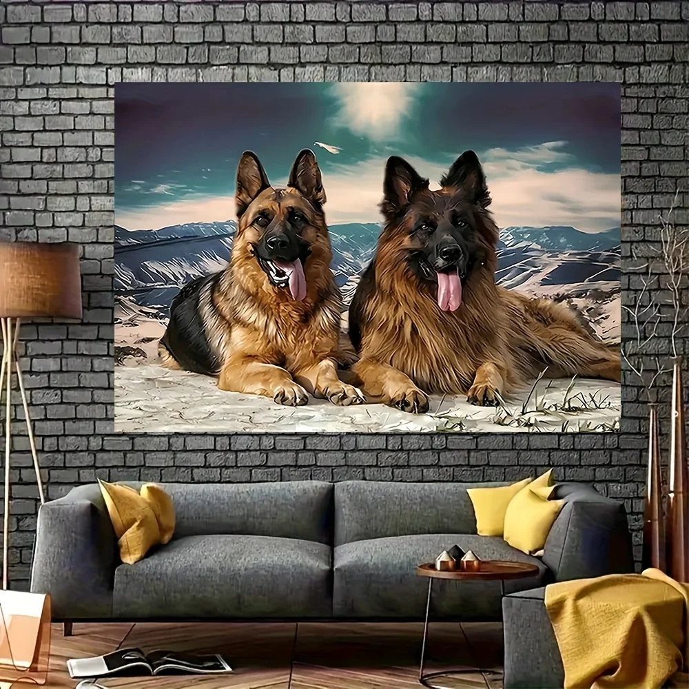 Large German Shepherd Dog Tapestry Wall Art Home Decor Photo Print Puppy Portrait for Living Room Gift Decoration