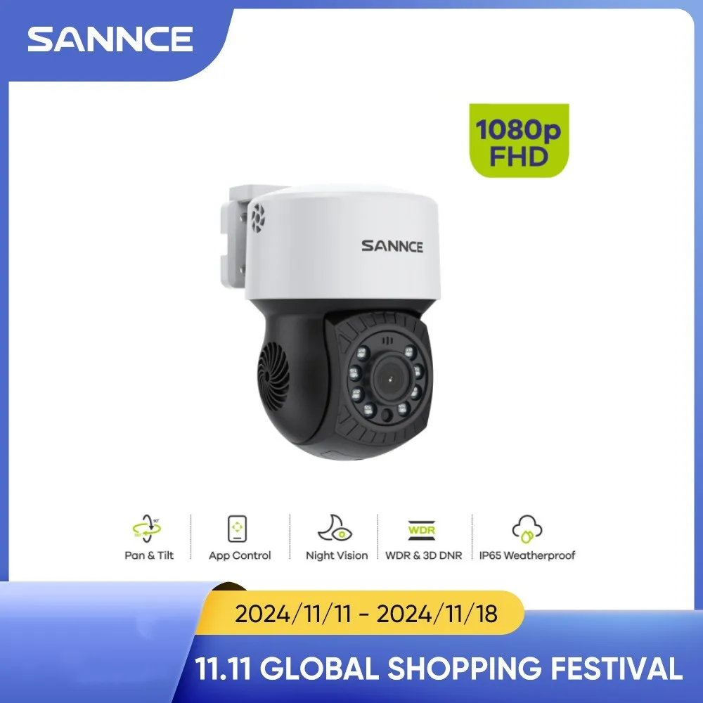 SANNCE-minicámara de seguridad 1080P con visión nocturna, lente de 3,6mm, cámara de vigilancia exterior impermeable, sistema CCTV