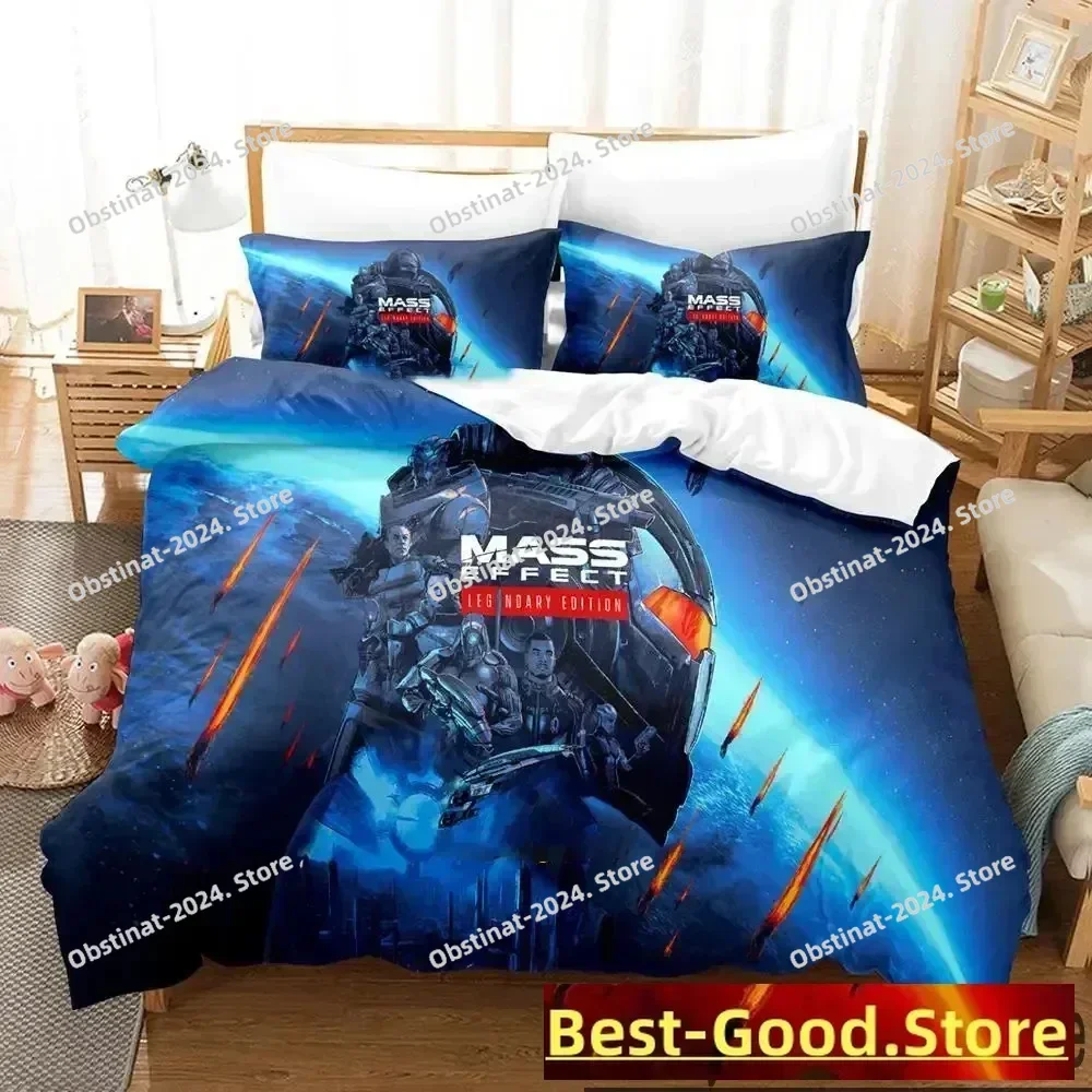 

3D Print Game Mass Effec Bedding Set Printed Bed Set With Pillowcase Bed Duvet Cover Soft Single Double Queen Super King Size