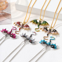 Goth Fly Dragon Pendant Necklace Man Woman Punk Goth Jewelry Snake Chain Charms Choker Fashion Collar Collares Gifts