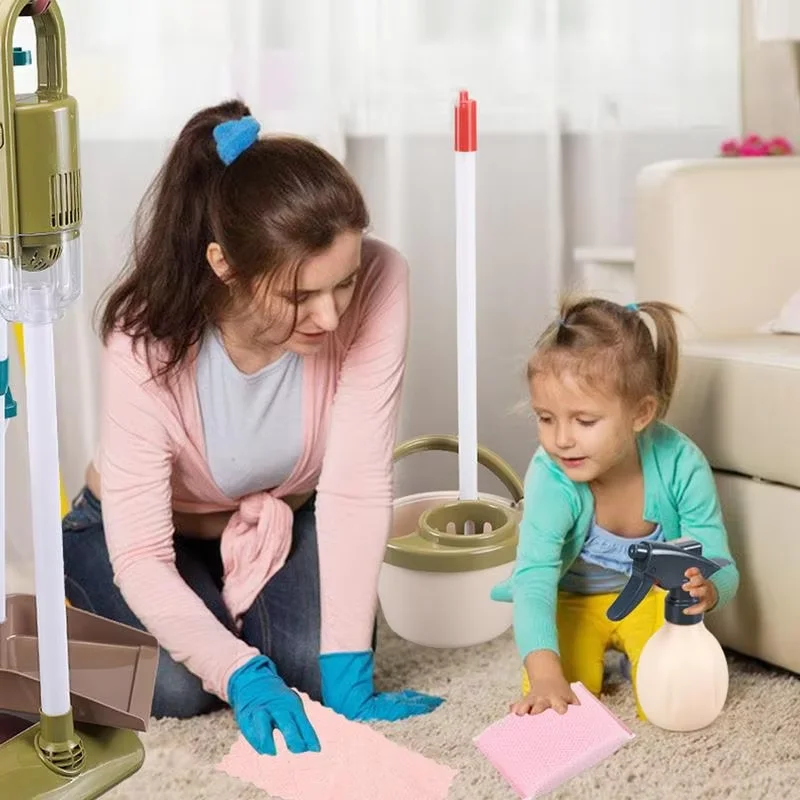 Reinigingsspeelgoedset voor kinderen Educatieve simulatie voor kinderen Speel schoonmaken Huishoudelijk speelgoed Bezem Mop Stofferborstels