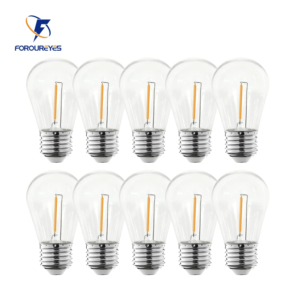 10pack S14 Dimmable Filament Bulb For Outdoor String Lights E27 E26 5V 24V 1W PC Cover Warm White Waterproof Led Ball Bulbs