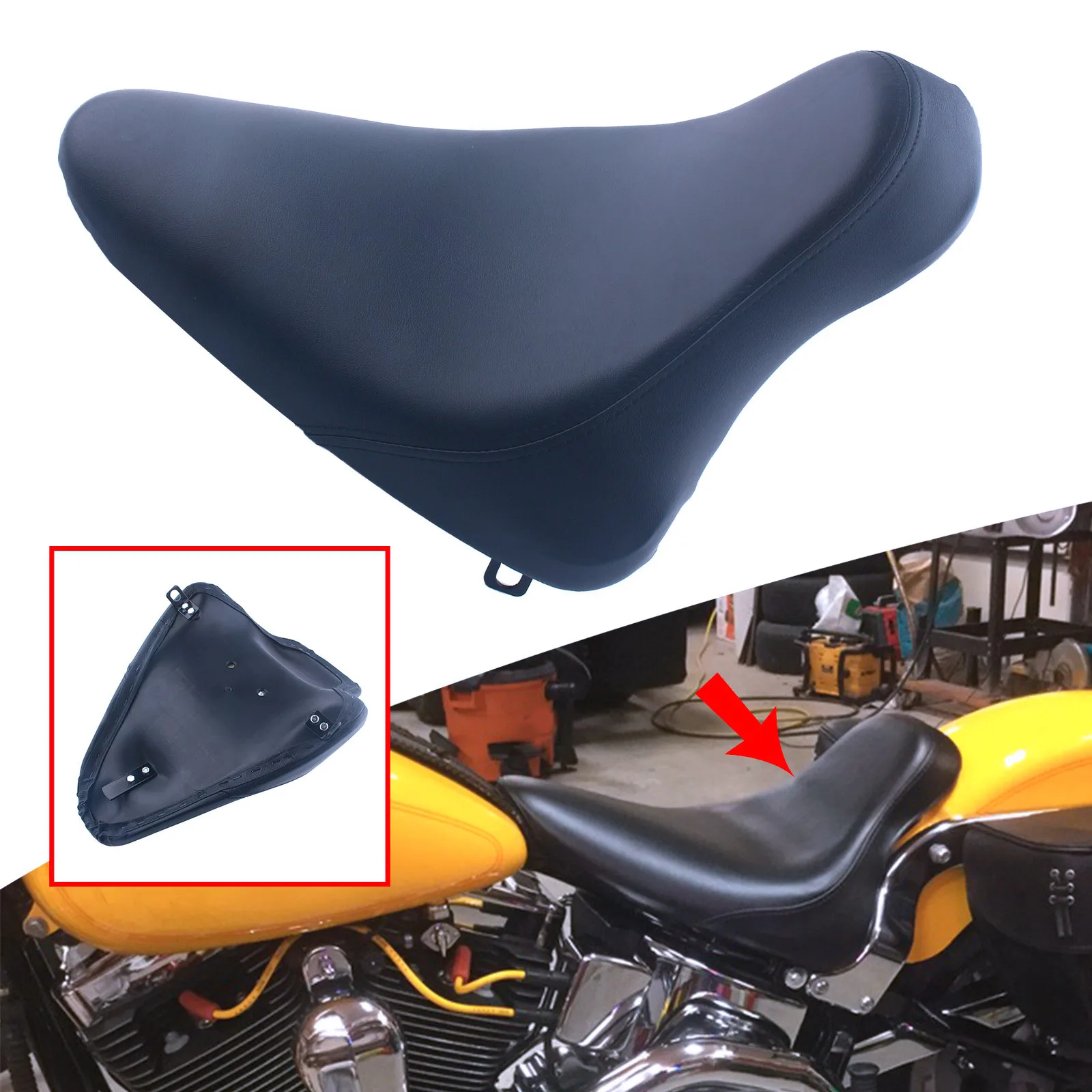 5 Style Motorcycle Solo Seat White/Black Stitching Synthetic Leather Motorcycle Accessories For Harley FXST FLST FLSTF 2000-2005