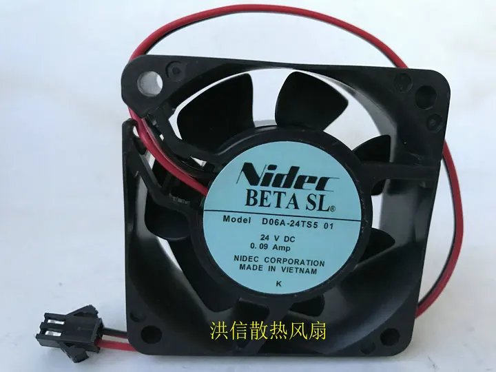 

Nidec D06A-24TS5 01 DC 24V 0.09A 60x60x25mm 2-Wire Server Cooling Fan