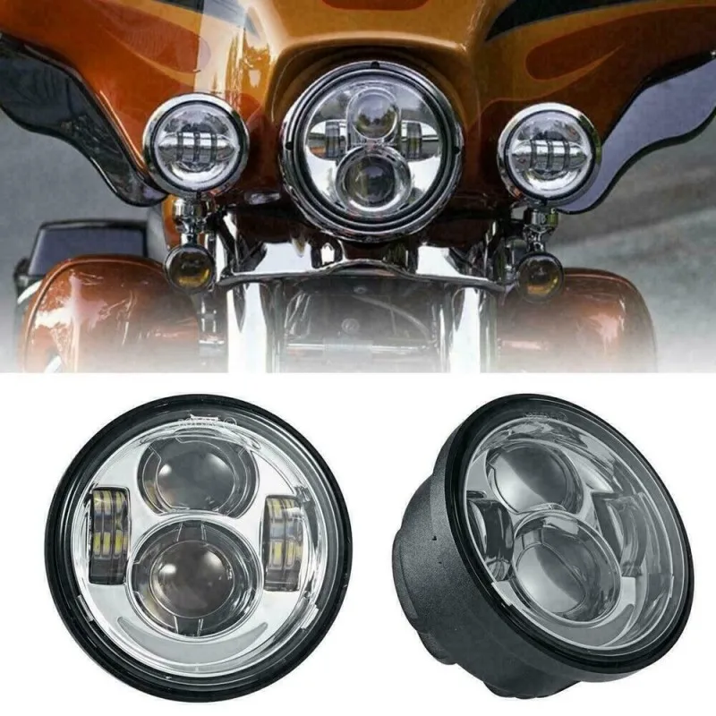 

2PCS 5" Double LED Motorcycle Headlight Assembly For Harley Fat Bob Dual Headlamp LED Headlights With/without DRL Halo Ring