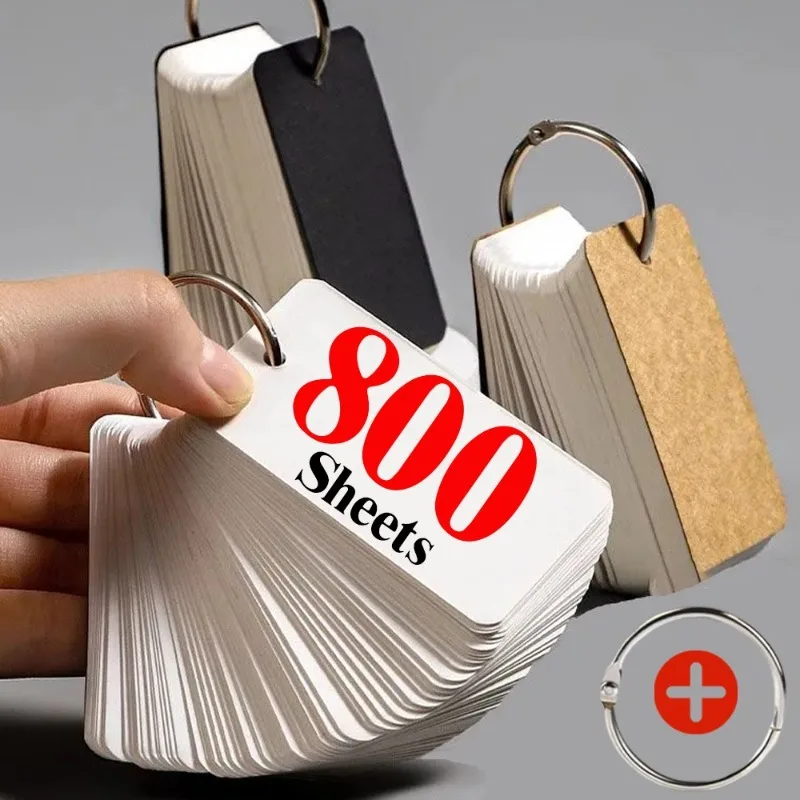 【セール中】クラフト紙ブランクフラッシュカードバインダーリング付きスパイラルメモ帳取り外し可能な子供ミニノートブック学習カードブックかわいい文房具