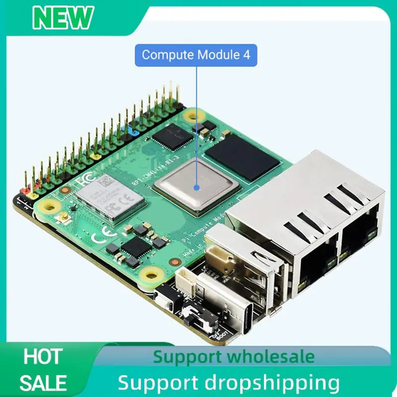 Solid MINI Dual Ethernet CM4 Carrier Board For RPI Raspberry Pi Compute Module For 4 Lite EMMC Expansion Base Board