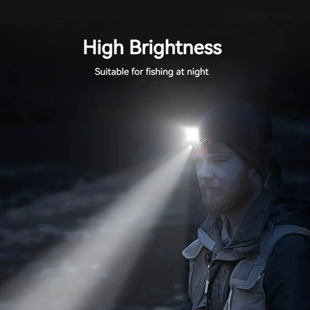 مصباح أمامي LED Smile Shark TD0148، مصباح بمشبك قبعة محمول، مصباح يدوي قابل لإعادة الشحن، مناسب للتخييم وصيد الأسماك والعمل الليلي