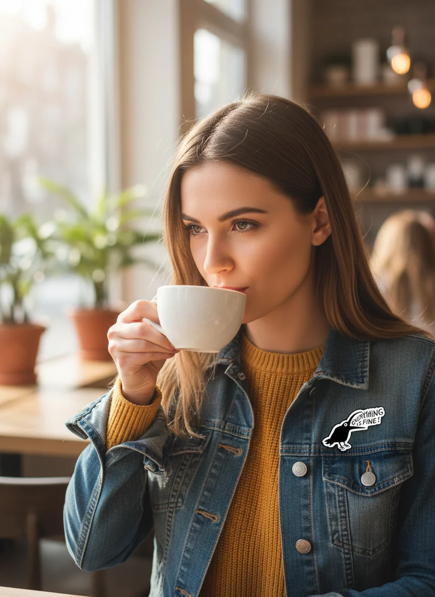 Personality Black Crow And Letter Design Brooches Everything Is Fine Bird Enamel Collar Pins