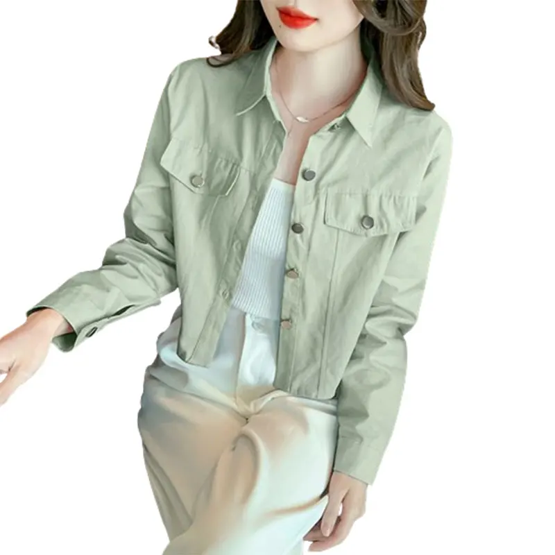 Elegant Fashion Harajuku Slim Fit Female Clothes Loose Casual All Match Tops Women Solid Button Cardigan Long Sleeve Outerwear