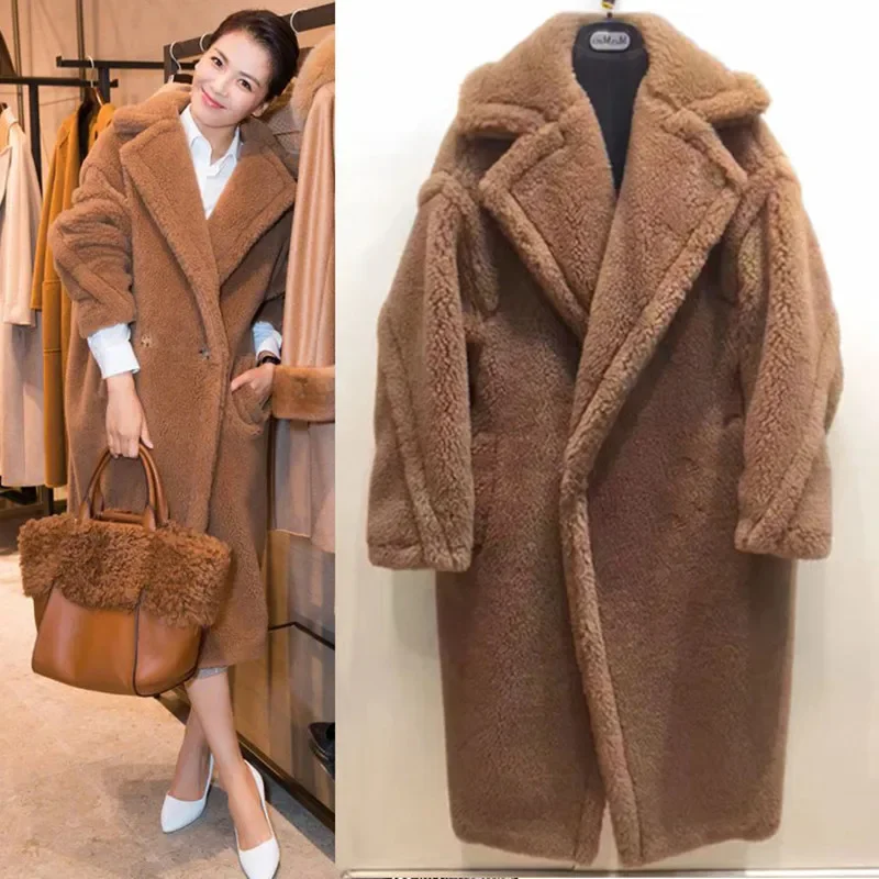 Imitation Fur Long Coat New Warm and Thickened Lamb Hair Coat Coral Fleece Women