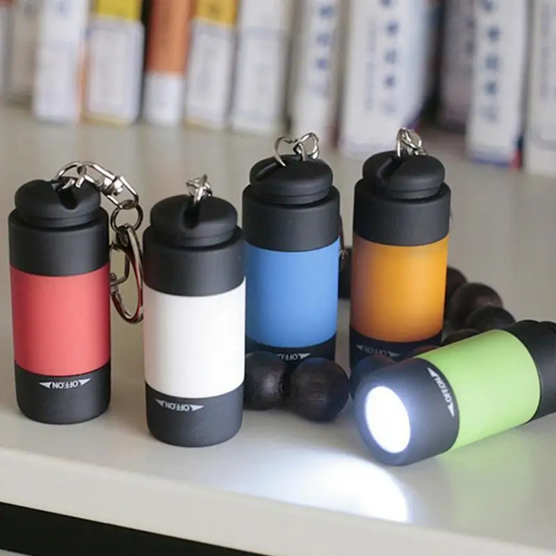 Mini Keychain Lamp Keychain Pocket Torch USB Rechargeable LED Light Flashlight Lamp Outdoor Camping Waterproof Keychain Light