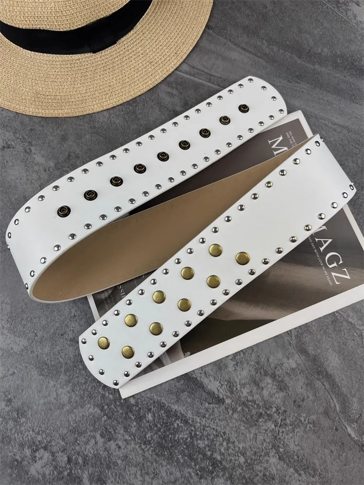 الرجال النساء خمر برشام بولي Leather الجلود الشرير مشد الإناث Cummerbund معطف حزام فستان Decration حزام عريض J1694