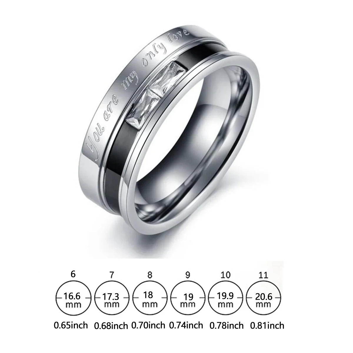 Fashion Couple Ring Charm Stainless Steel Couple Rings Zircon Men Women Wedding Rings Male Jewelry Gifts