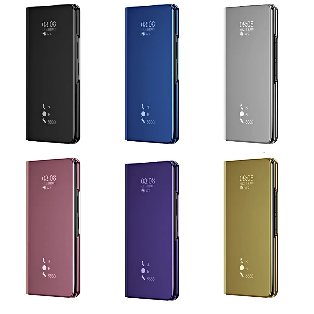 Smart Window Case for Samsung Galaxy Z Fold 4 5G Plating Mirror Leather Cover For Samsung Galaxy Z Fold 3 W22 Flip-Free Answer