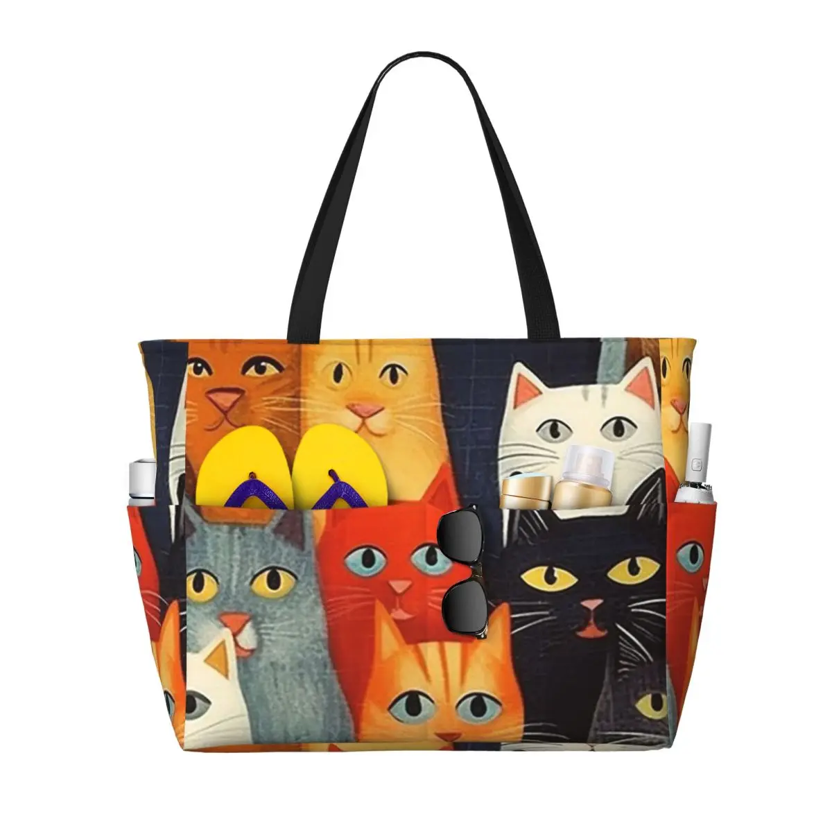 

Cat Beach Tote Bag Sport Gym Yoga Duffle Large Tote Bag Women Travel Bag Fitness bag