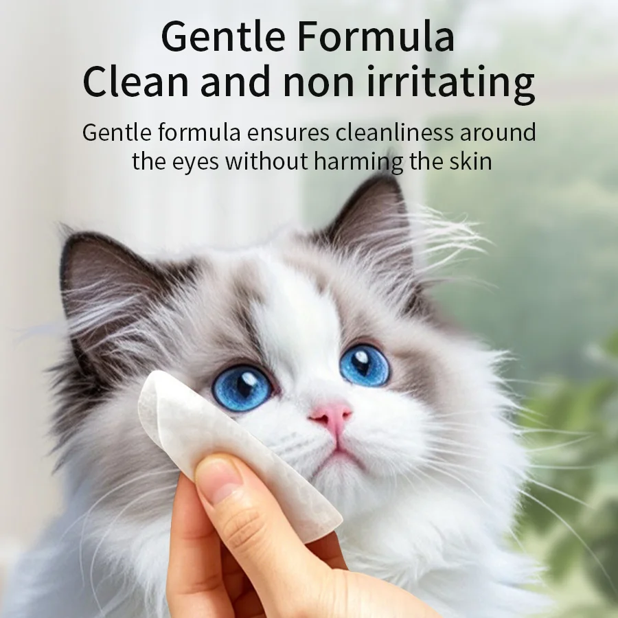 Pet Tear Stain Wipes 120Pcs Dog Cat Eye Cleaning Wipes Plant-Based Gentle Non-Irritating Remove Eye Dirt Discharge Antibacterial