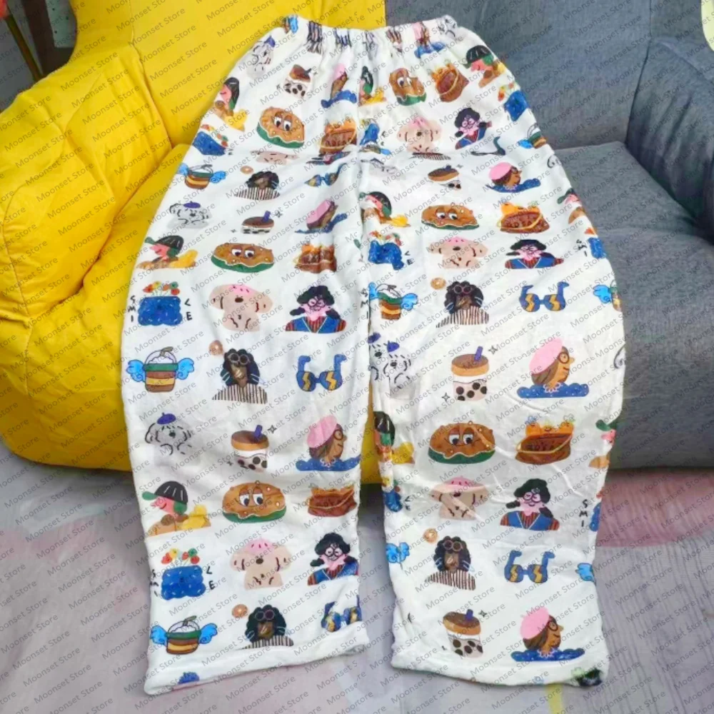 سراويل بيجامة من الفلانيل لخريف وشتاء دافئ ملابس منزلية كرتونية ولطيفة بالإضافة إلى سراويل المشي المريحة والسراويل الطويلة #3