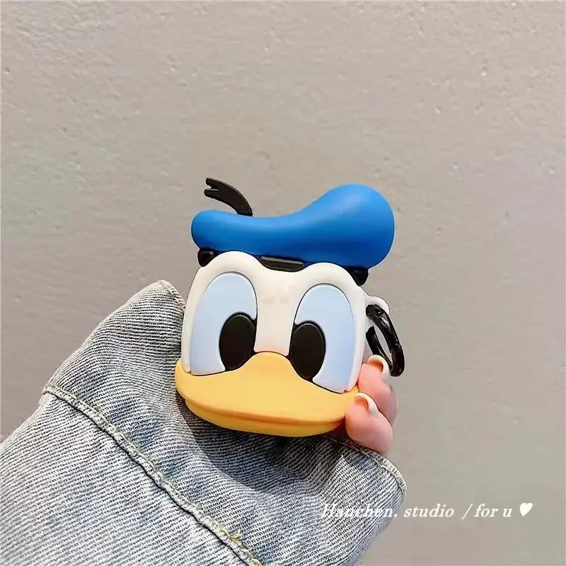 ديزني ثلاثية الأبعاد دونالد داك الاتجاه الكرتون ل Airpods 1 2 3 برو Pro2 الإبداعية اللاسلكية بلوتوث سماعة سيليكون واقية