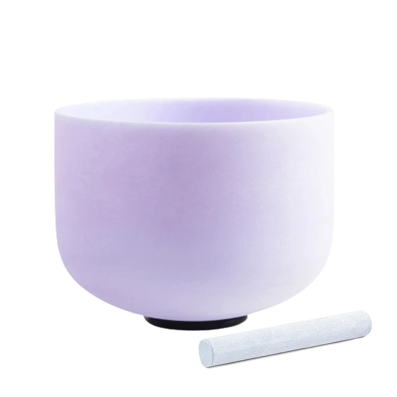 Hye-eun 10 inch Methyst Gemstone Fusion Crystal Singing Bowl Frosted Quartz Sound Bowl with Rubber Ring and Mallet