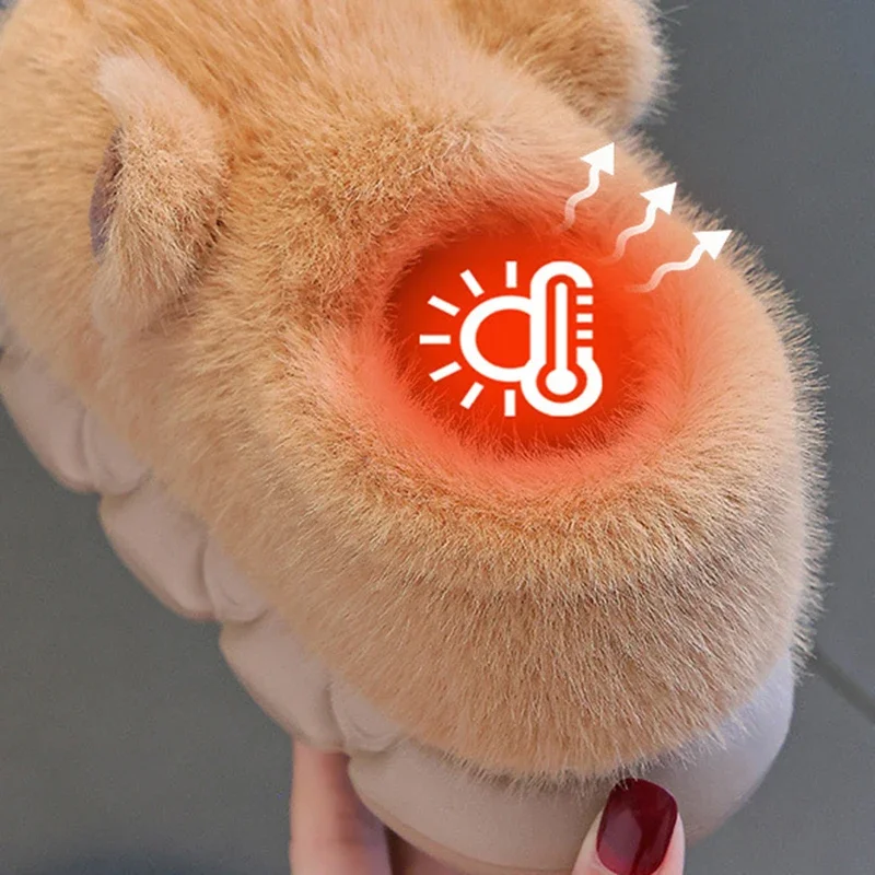 Capybara Kinder-Winter-Baumwollpantoffeln Neue Jungen-Mädchen-Cartoon-Hausschuhe Rutschfeste Bequeme Weichsohlen-Plüschpantoffeln – Detail 6