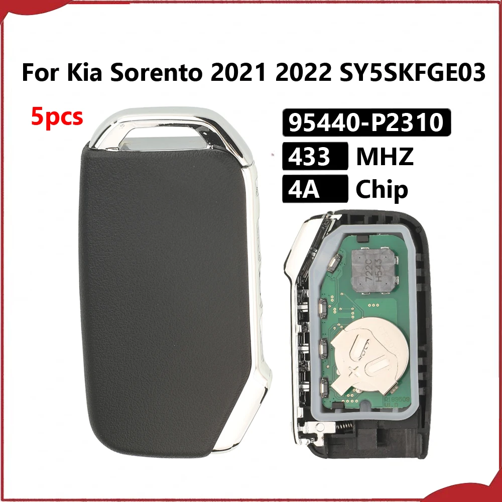 jingyuqin New 5pcs 4BTN 433MHz 4A Chip For Kia Sorento 2021 2022 SY5SKFGE03 Smart Car Key SUV Keyless Go Fob Control 95440-P2310