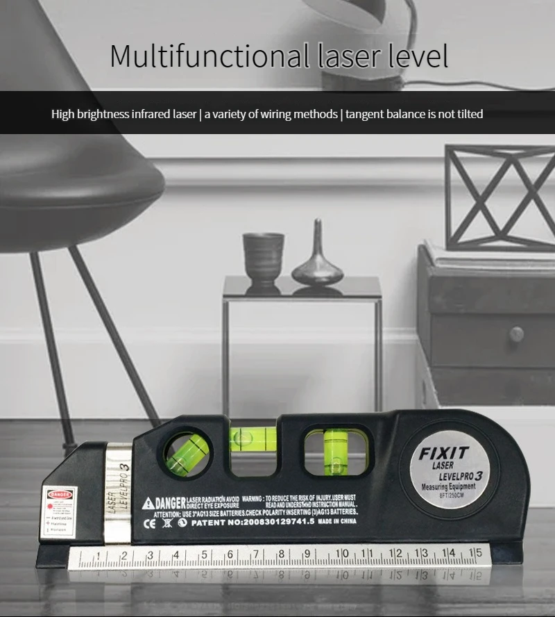 Narzędzie wielofunkcyjne zestaw poziom lasera standardowa linia krzyżowa 8 stóp taśma miernicza linijka z metalowy statyw podstawką