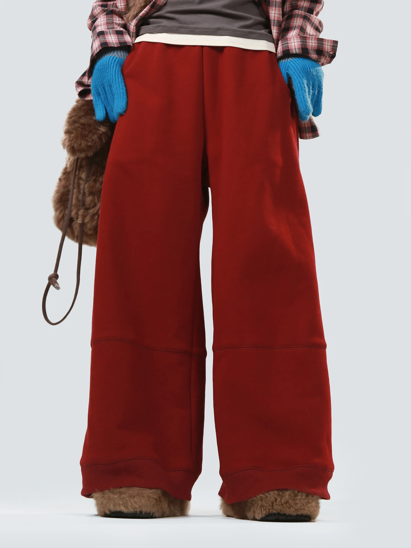 

Модные теплые флисовые широкие брюки-джоггеры для женщин, повседневные струящиеся брюки-палаццо, оригинальная модель 2026 года, новинка зимы, брюки для отдыха