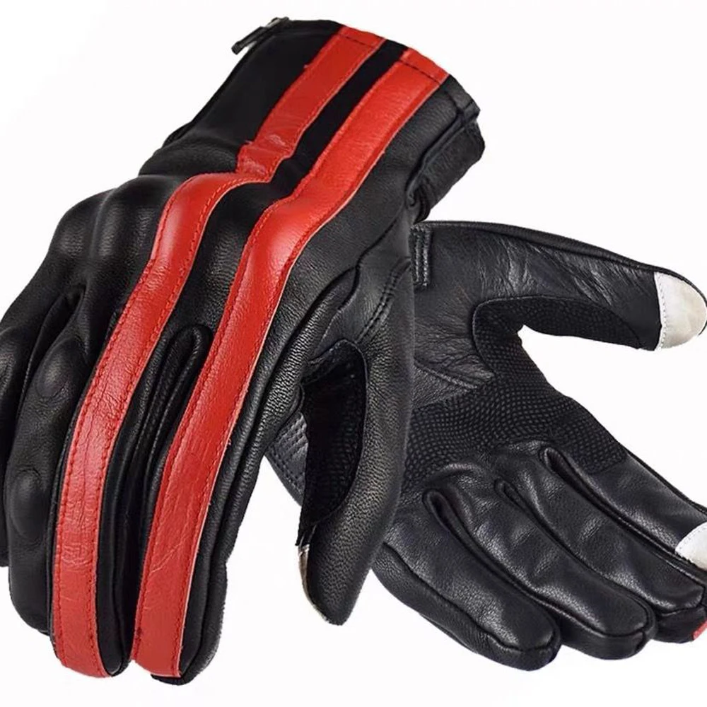 

Motorcycle Riders Gloves Hand Protectior Full Finger Touchscreen Gloves Genuine Leather Red/Black/Brown/Yellow Motorbike Gloves