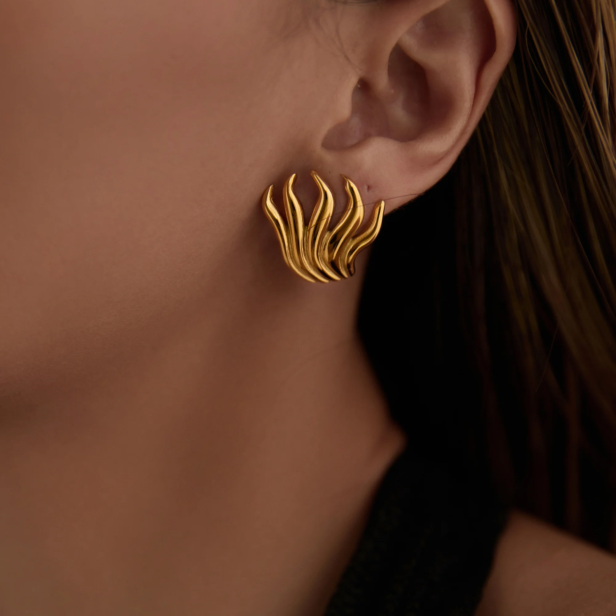 

DASEIN Vintage Gothic Medieval Flame Earrings 18k Gold Plated Hypoallergenic Stainless Steel Unique Dainty Jewelry Accessories